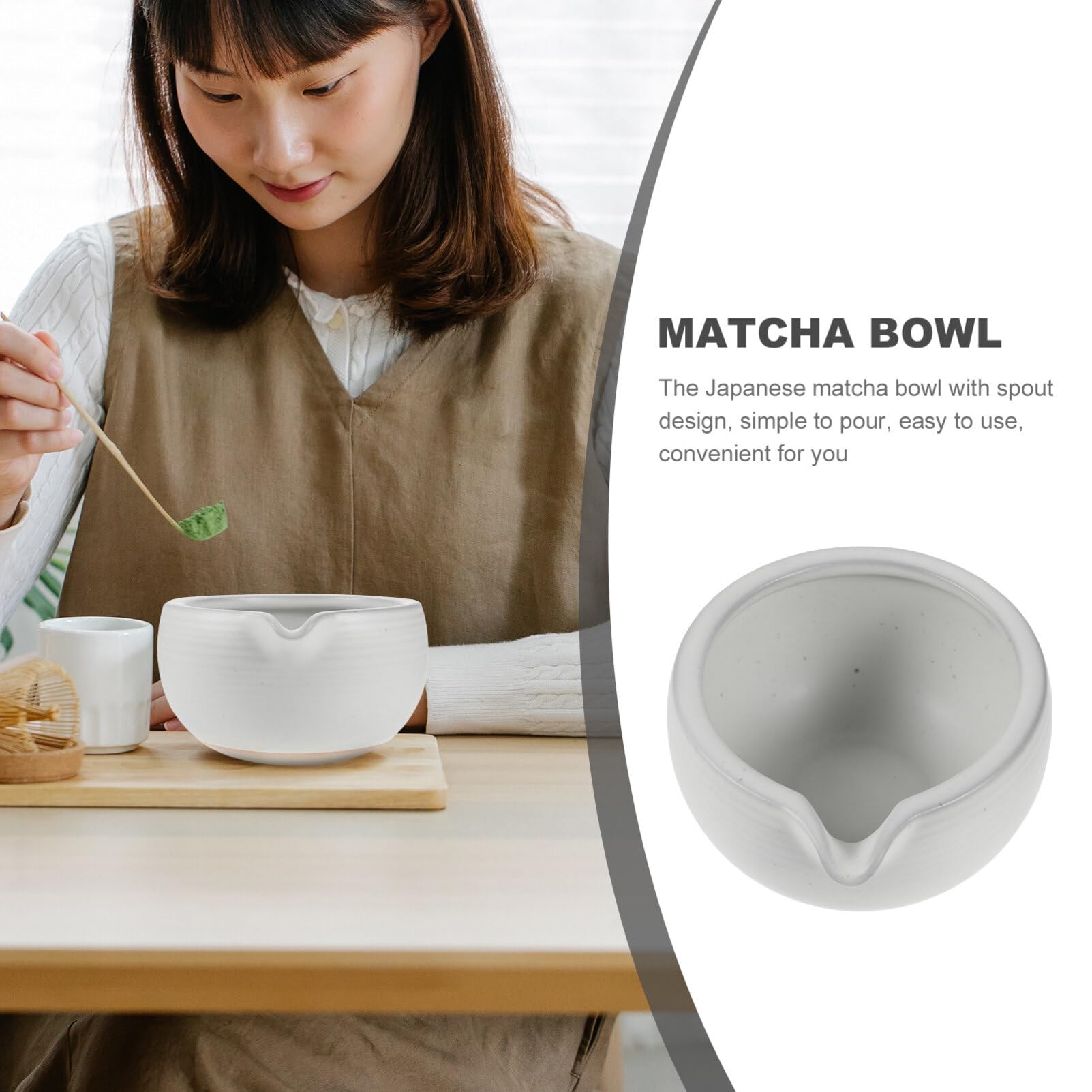 Amazon | NUOLUX 注ぎ口付き製抹茶碗 白 の茶道用茶碗 家用茶室向け